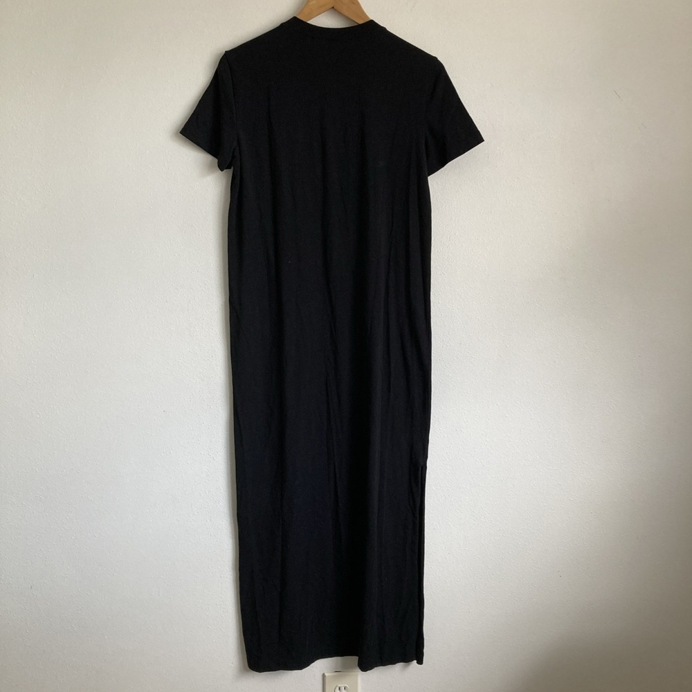 james perse T Shirt dress Medium Black Short Sleeve Midi - Picture 3 of 5